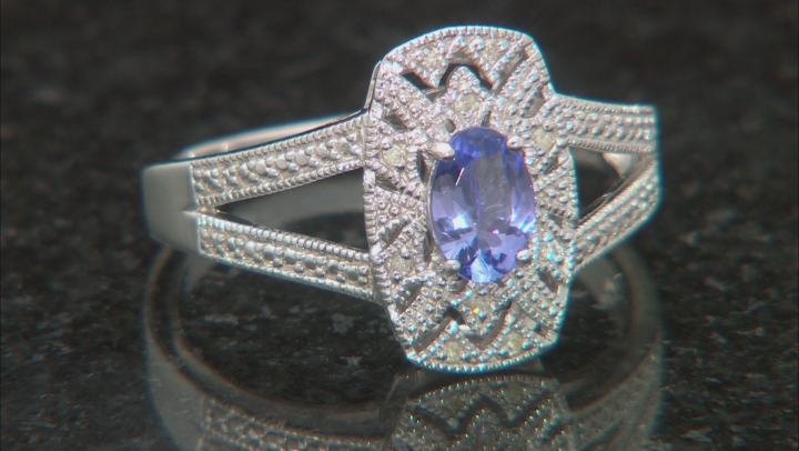 Blue Tanzanite Rhodium Over Sterling Silver Ring 0.41ctw Video Thumbnail