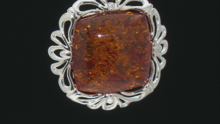Orange Amber Sterling Silver Pendant With Chain Video Thumbnail