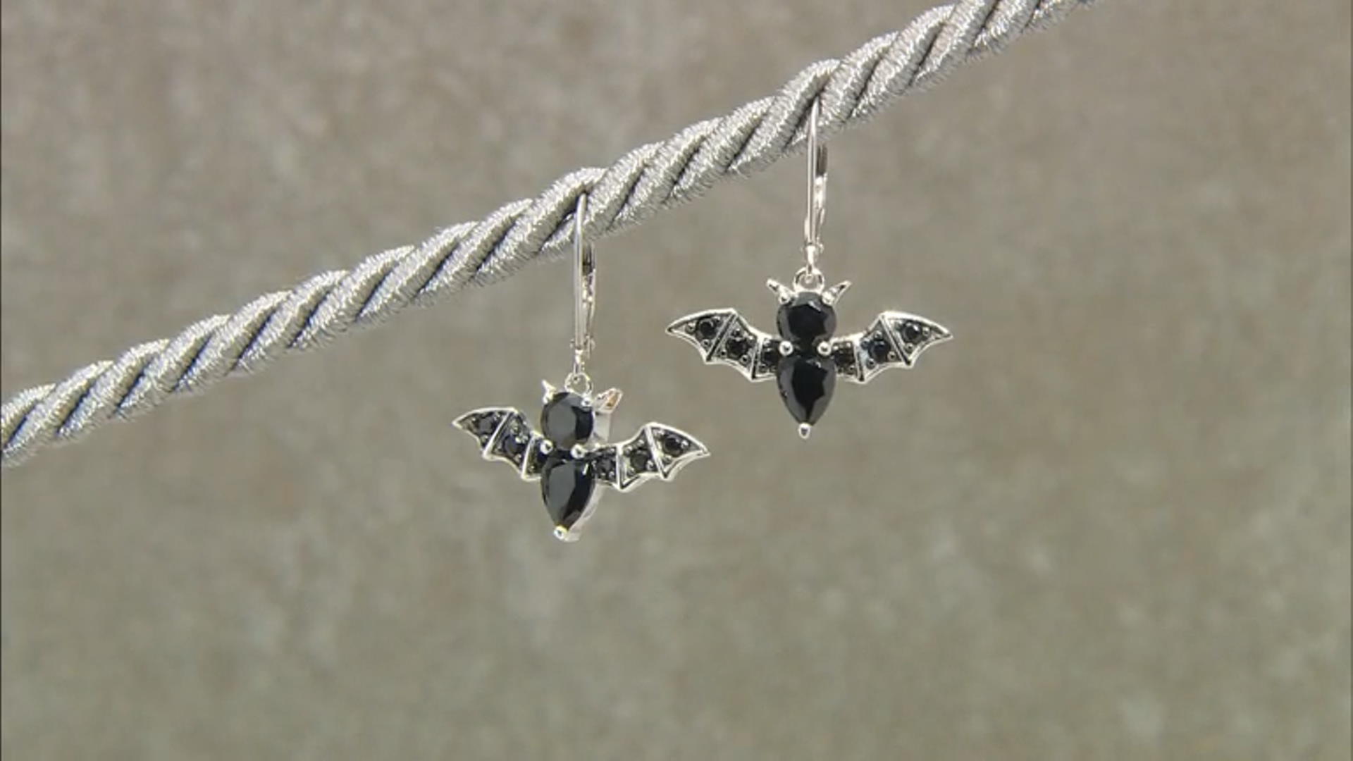 Black Rhodium Over Sterling Silver Bat Dangle Earrings 2.95ctw Video Thumbnail