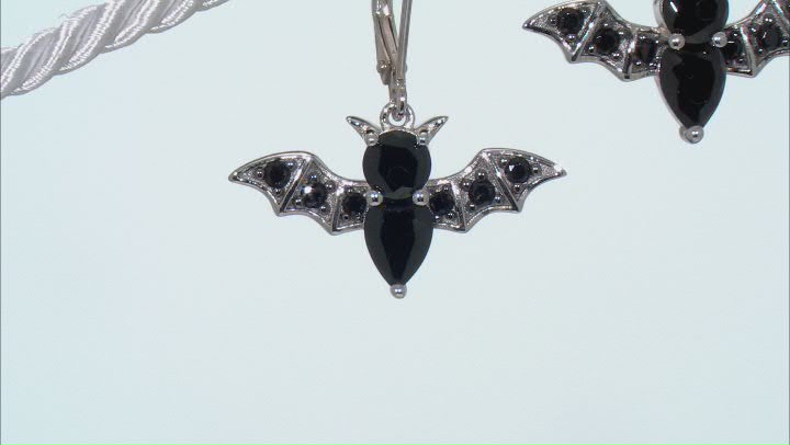 Black Rhodium Over Sterling Silver Bat Dangle Earrings 2.95ctw Video Thumbnail