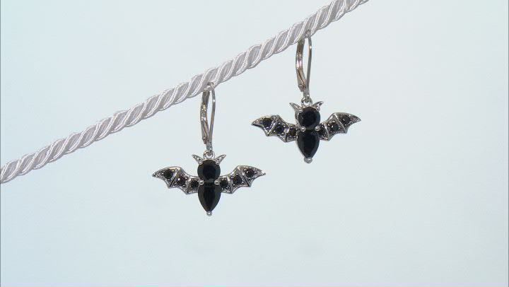 Black Rhodium Over Sterling Silver Bat Dangle Earrings 2.95ctw Video Thumbnail