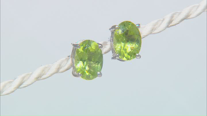 Green Peridot Sterling Silver Stud Earrings 1.30ctw Video Thumbnail