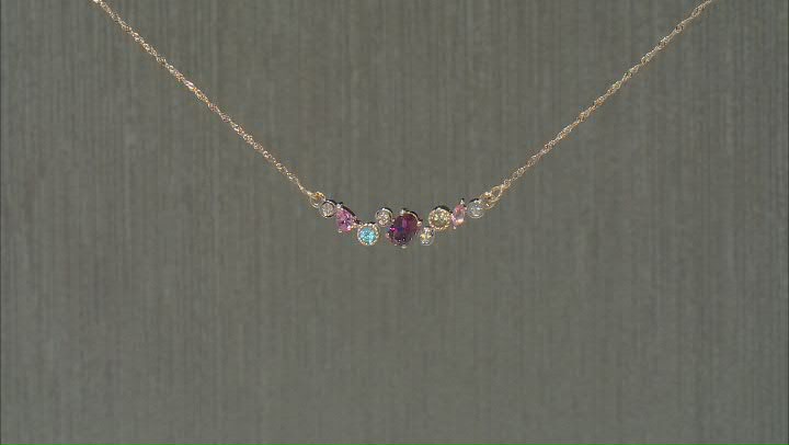Multi-Stone 10K Yellow Gold Necklace With 18" Chain 0.75ctw Video Thumbnail