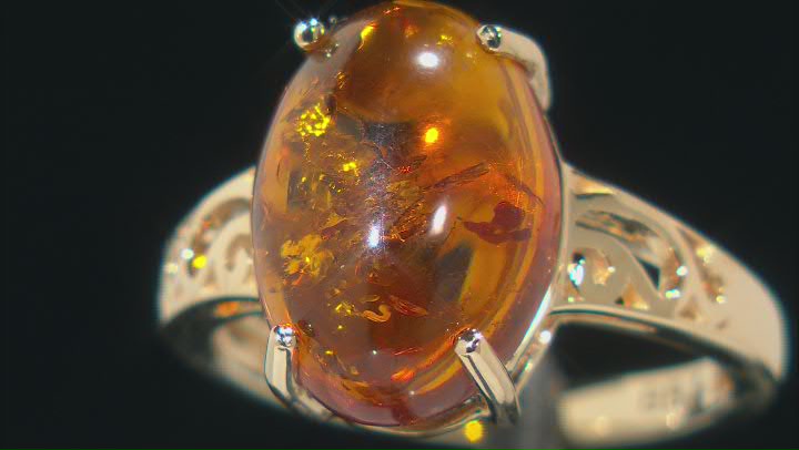 Orange Amber 10k Yellow Gold Ring Video Thumbnail