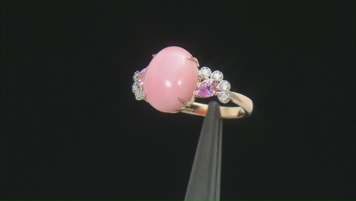 Pink Opal 10k Yellow Gold Ring 0.29ctw Video Thumbnail