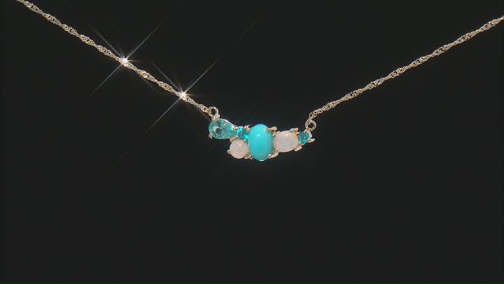 Blue Sleeping Beauty Turquoise 10k Yellow Gold Necklace Video Thumbnail