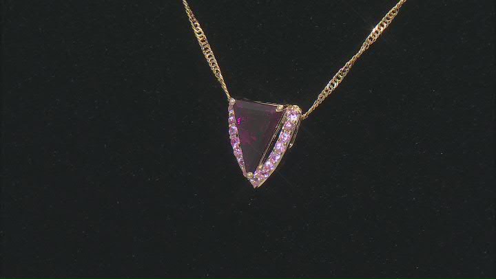 Grape Color Garnet and Pink Spinel 10k Yellow Gold Pendant With Chain 1.42ctw Video Thumbnail