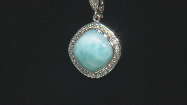 Blue Larimar Rhodium Over Sterling Silver Enhancer With Chain .71ctw Video Thumbnail