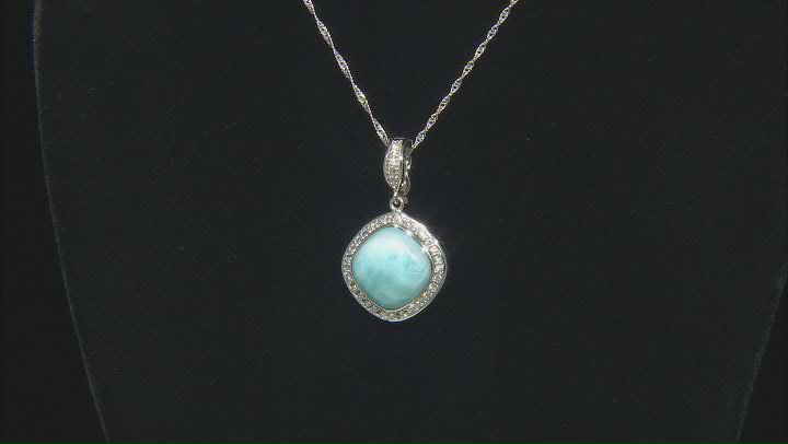 Blue Larimar Rhodium Over Sterling Silver Enhancer With Chain .71ctw Video Thumbnail