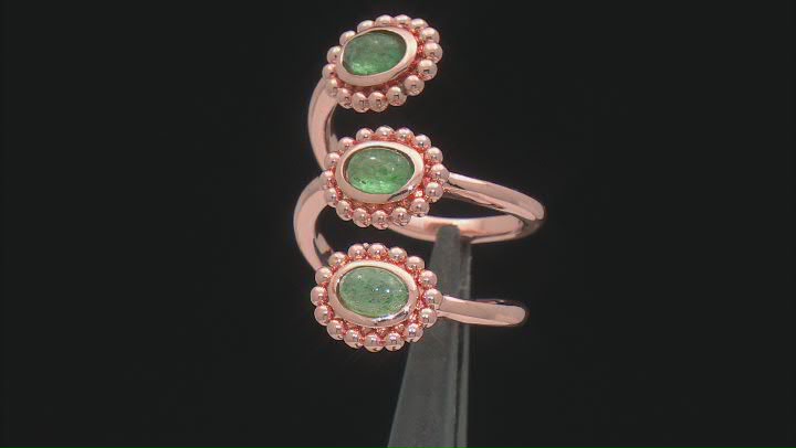 Green Aventurine 3-Stone Copper Ring Video Thumbnail