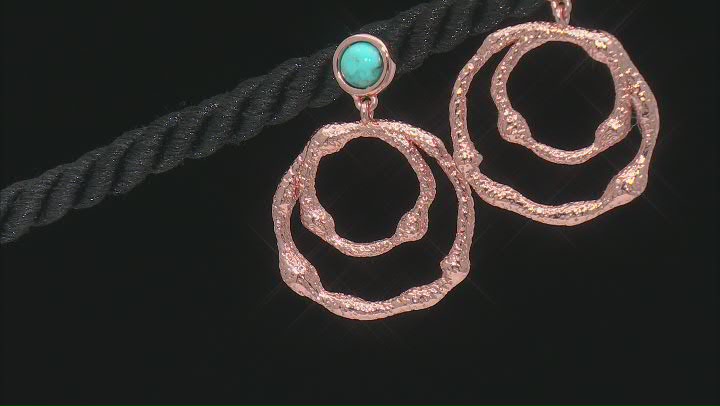Turquoise Copper Hammered Dangle Earrings Video Thumbnail