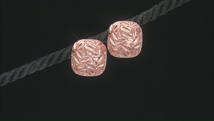Square Dome Textured Copper Stud Earrings Video Thumbnail