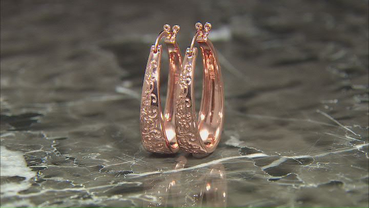 Copper Elongated Hoop Earrings Video Thumbnail