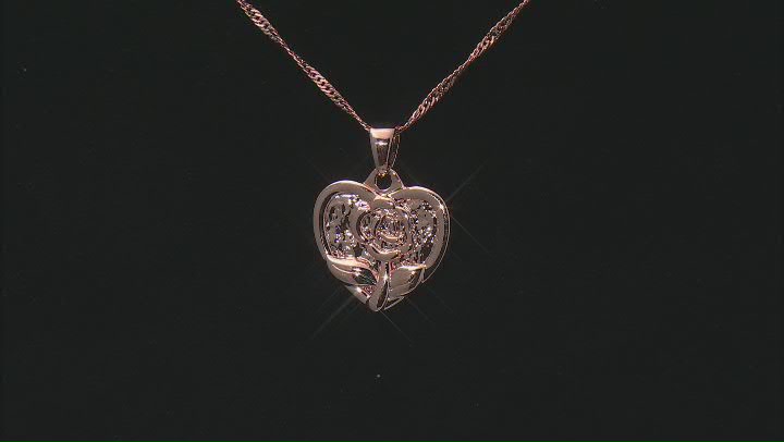 Textured Flower & Heart Copper Pendant With Chain Video Thumbnail