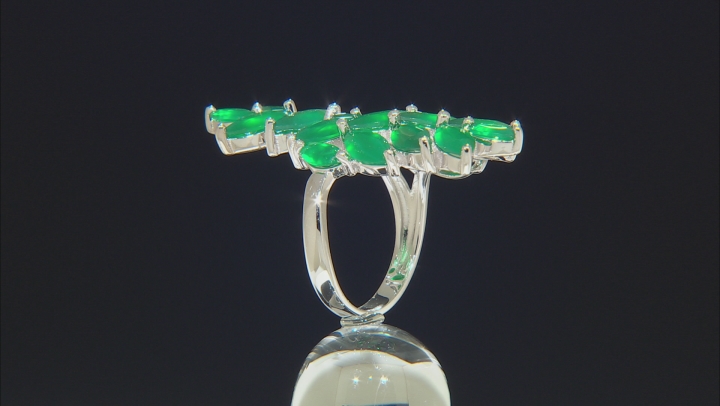 Green onyx rhodium over silver ring Video Thumbnail