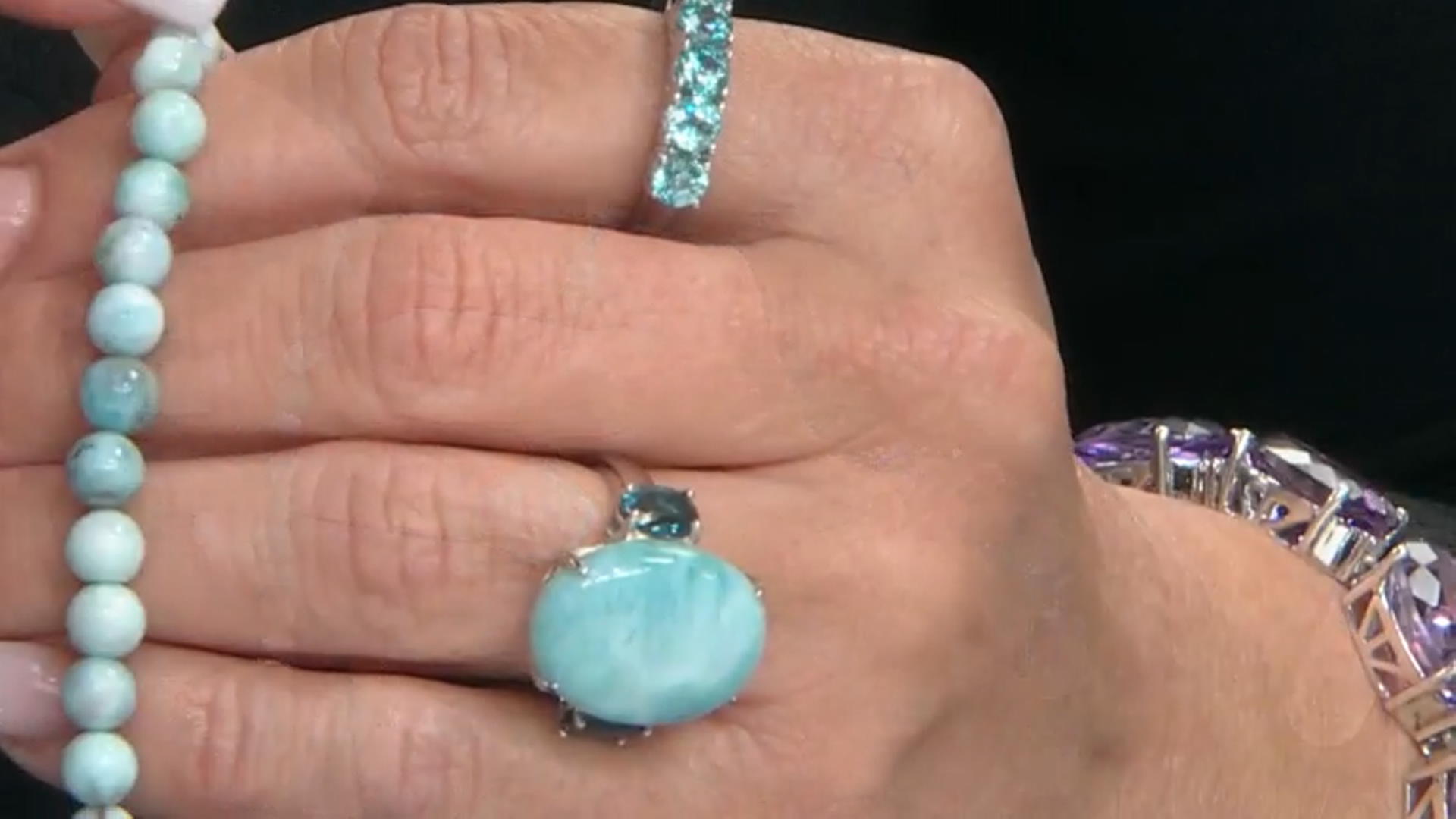 Blue Larimar Rhodium Over Sterling Silver Bracelet Video Thumbnail