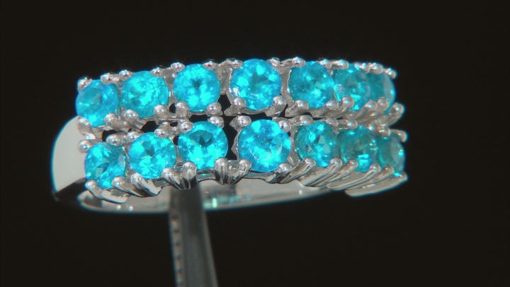 Blue Neon Apatite Rhodium Over Sterling Silver Ring 1.27ctw Video Thumbnail