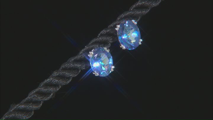 Blue petalite rhodium over sterling silver stud earrings 1.87ctw Video Thumbnail