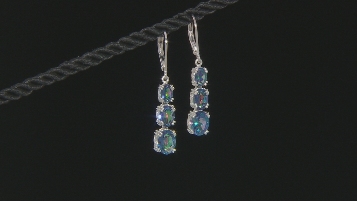 Blue petalite rhodium over sterling silver dangle earrings 3.66ctw Video Thumbnail
