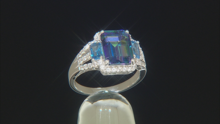 Blue petalite rhodium over sterling silver ring 3.10ctw Video Thumbnail
