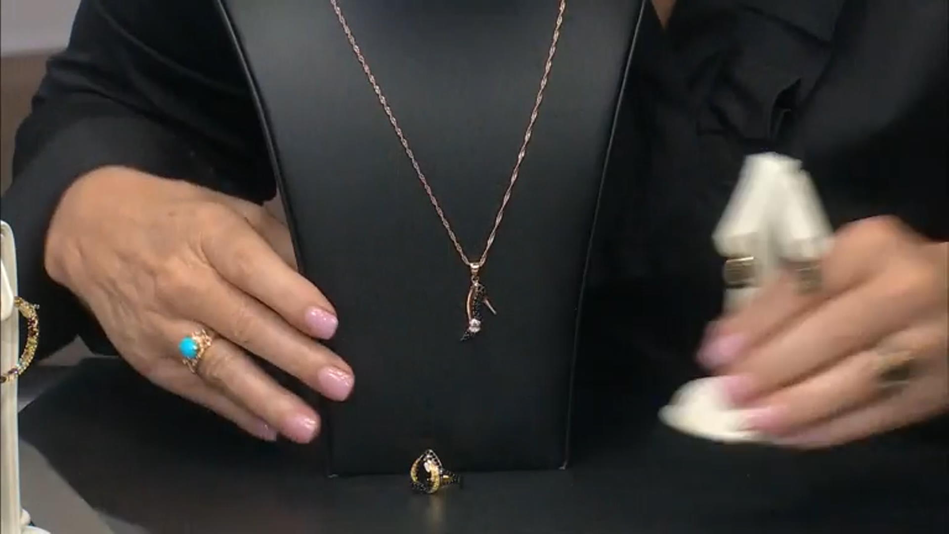 Black spinel 18k rose gold over silver pendant with chain .49ctw Video Thumbnail