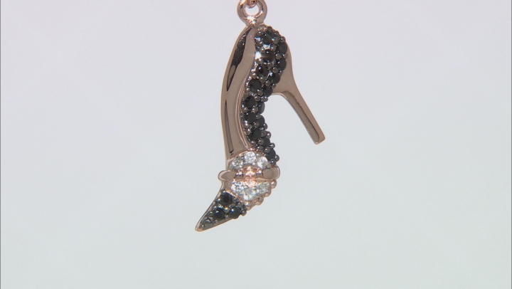 Black spinel 18k rose gold over silver pendant with chain .49ctw Video Thumbnail