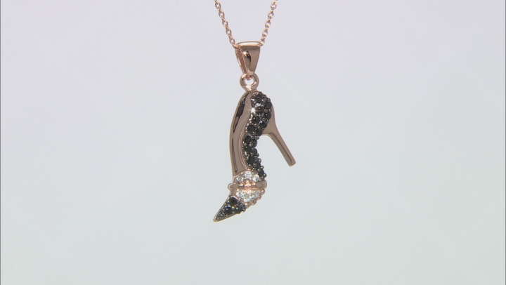 Black spinel 18k rose gold over silver pendant with chain .49ctw Video Thumbnail