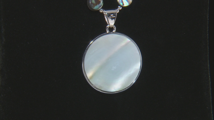 Multi-color abalone shell silver bead necklace Video Thumbnail