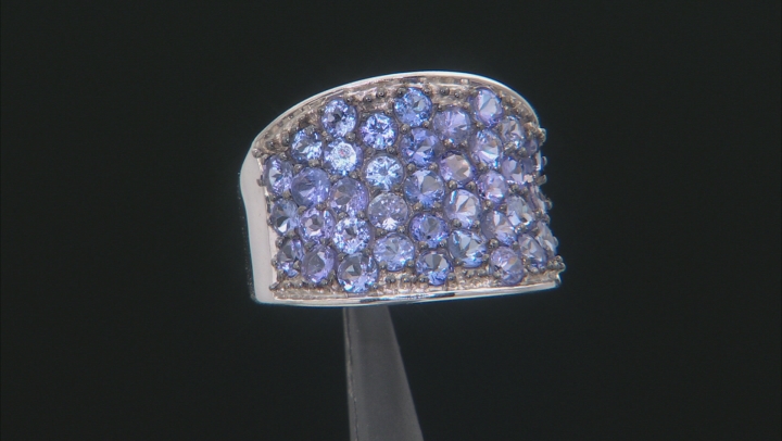 Blue tanzanite rhodium over sterling silver cluster band ring 3.26ctw Video Thumbnail