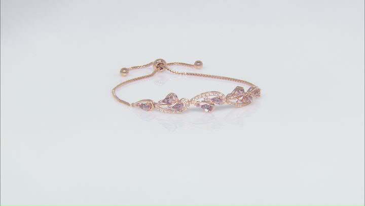 Pink color shift garnet 18k rose gold over sterling silver bracelet 2.26ctw Video Thumbnail