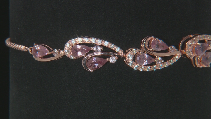 Pink color shift garnet 18k rose gold over sterling silver bracelet 2.26ctw Video Thumbnail