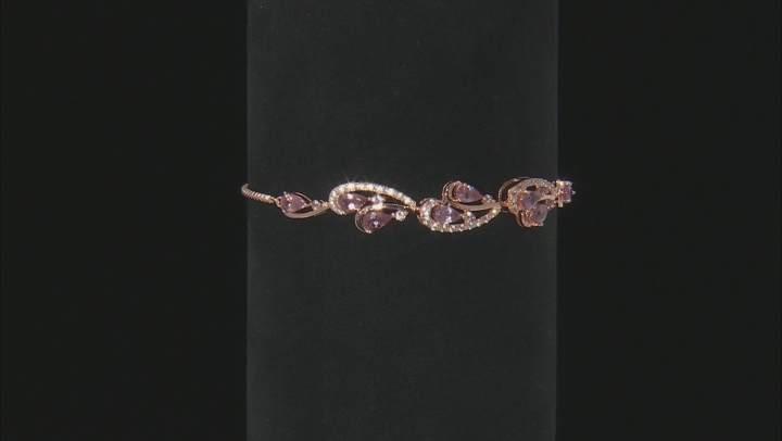 Pink color shift garnet 18k rose gold over sterling silver bracelet 2.26ctw Video Thumbnail