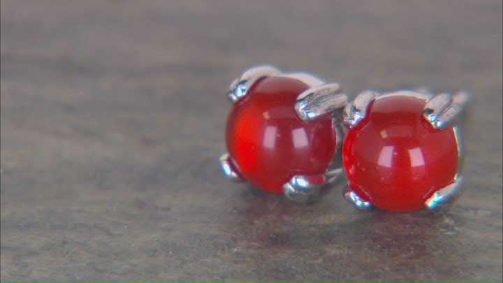 Red Carnelian Platinum Over Sterling Silver Earrings with Box Video Thumbnail