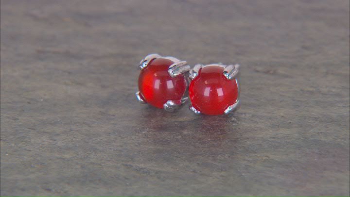 Red Carnelian Platinum Over Sterling Silver Earrings with Box Video Thumbnail