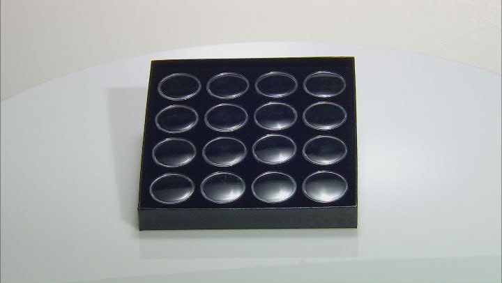 16 Round Push-Top Gem Jars in a Black Tray with Black Background Video Thumbnail