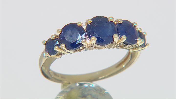 Blue Sapphire 3k Gold Ring 3.37ctw Video Thumbnail
