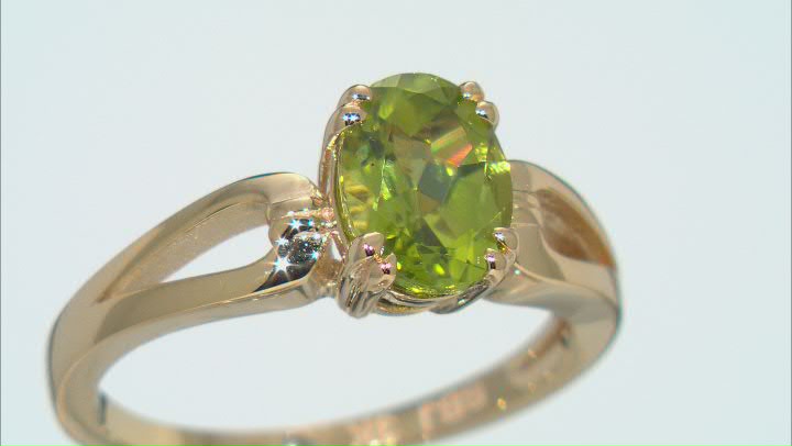 Green Peridot 3k Gold Solitaire Ring 0.95ctw Video Thumbnail