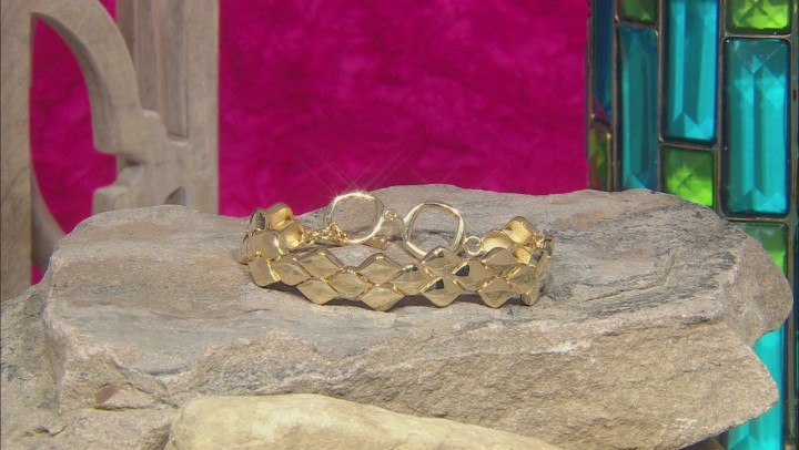 18K Yellow Gold Over Sterling Silver Link  Bracelet Video Thumbnail