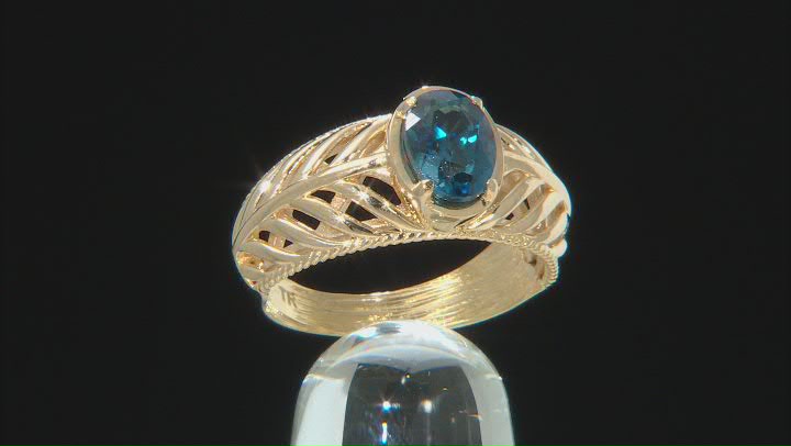 London Blue Topaz 18K Yellow Gold Over Sterling Silver Ring 1.0ct Video Thumbnail