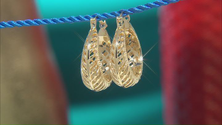 18K Yellow Gold Over Sterling Silver Palm Design Earrings Video Thumbnail