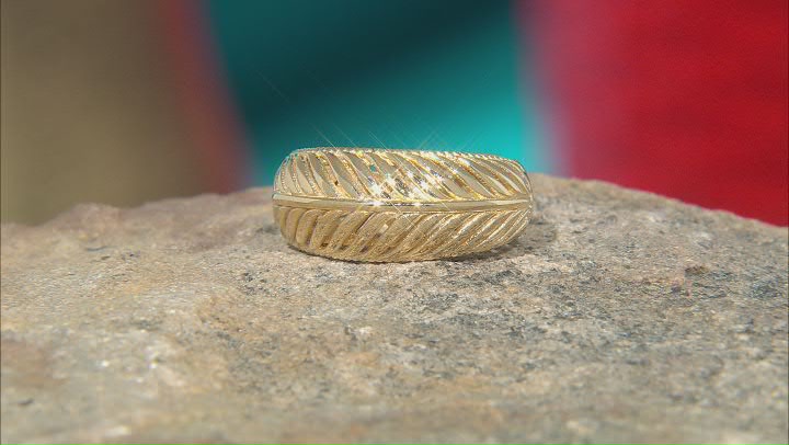 18K Yellow Gold Over Sterling Silver Palm Design Band Ring Video Thumbnail