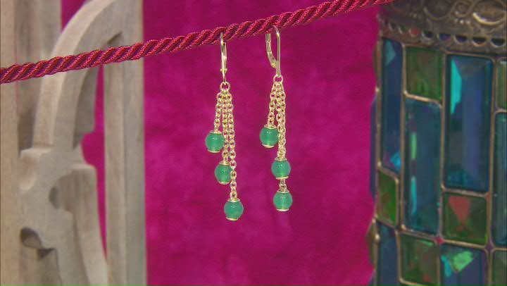 Green Onyx 18K Yellow Gold Over Sterling Silver Dangle Earrings Video Thumbnail