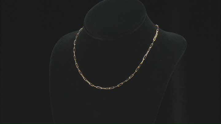18k Yellow Gold Over Sterling Silver Paperclip Chain Necklace Video Thumbnail