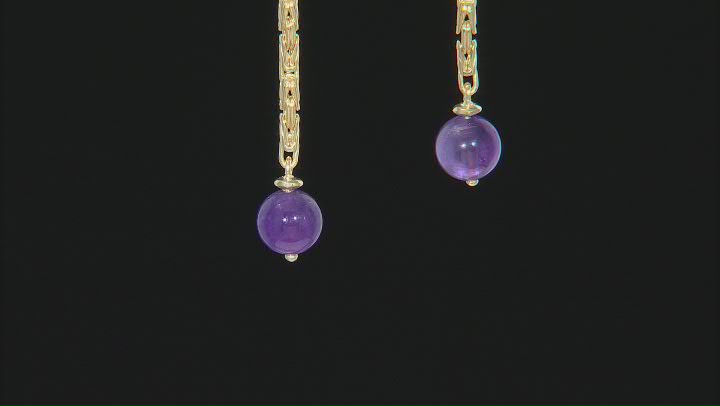 8mm Purple Amethyst 18k Yellow Gold Over Sterling Silver Earrings Video Thumbnail