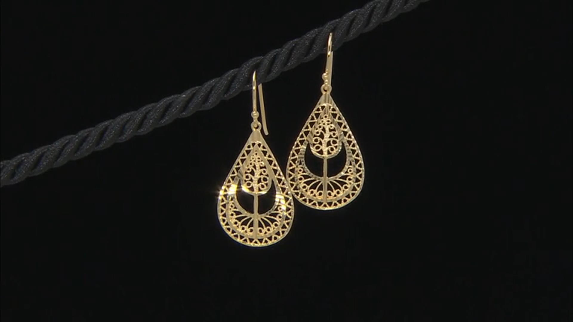 18k Yellow Gold Over Sterling Silver Dangle Earrings Video Thumbnail