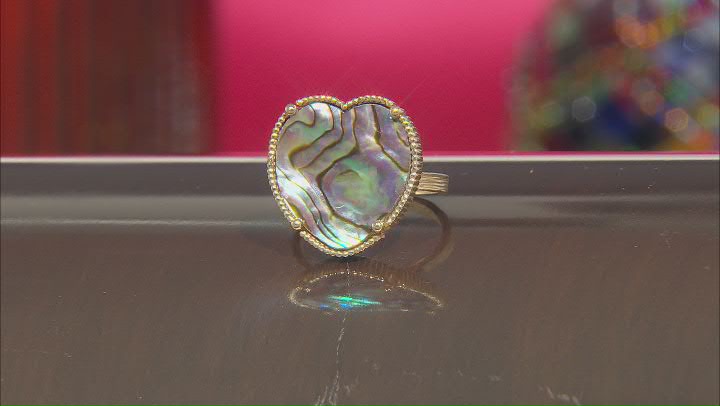 Multi Color Abalone 18k Yellow Gold Over Sterling Silver Ring Video Thumbnail