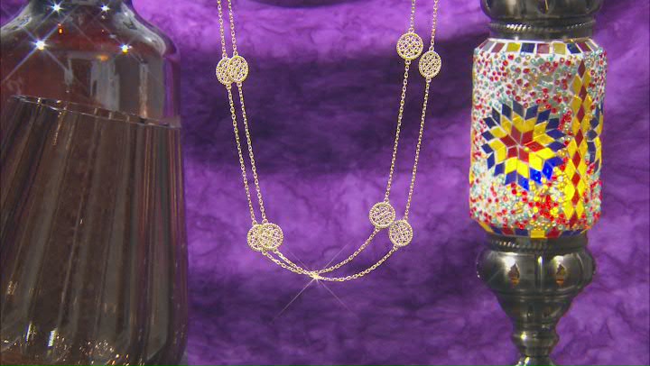 18k Yellow  Gold Over Sterling Silver Filigree Station Necklace Video Thumbnail