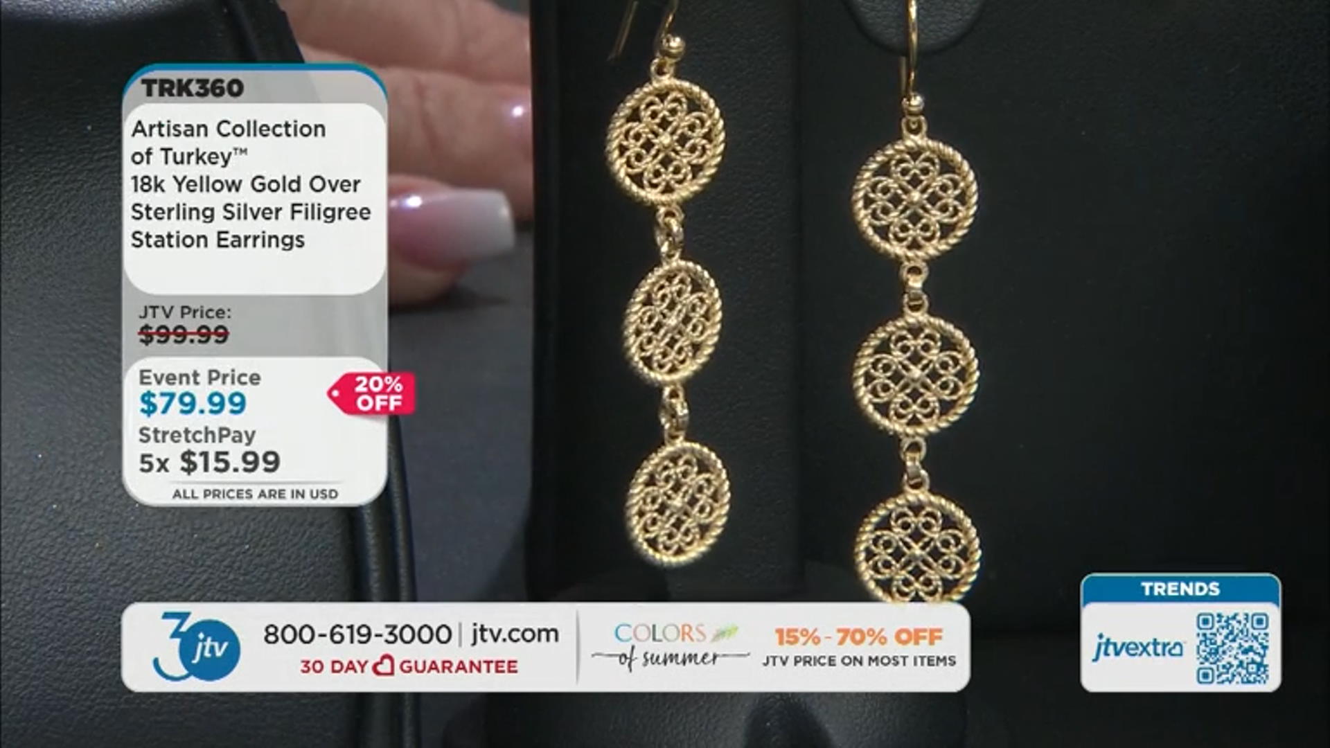 18k Yellow Gold Over Sterling Silver Filigree Station Earrings Video Thumbnail