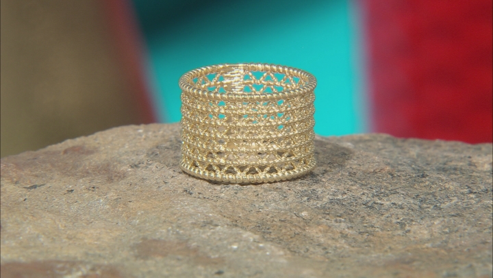 18k Yellow Gold Over Sterling Silver Filigree Ring Video Thumbnail