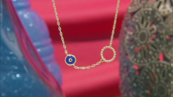 Blue Crystal Evil Eye 18k Yellow Gold Over Sterling Silver Mariner Necklace Video Thumbnail